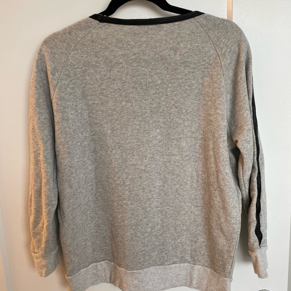 Grey and leather detail Sandro sweatshirt size L - Picture 4 of 5